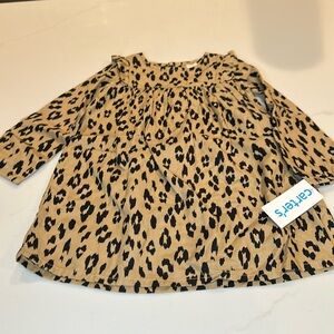 NWT Carter’s Leopard Twill Dress Long Sleeve Toddler Girl Size 2T / 2A